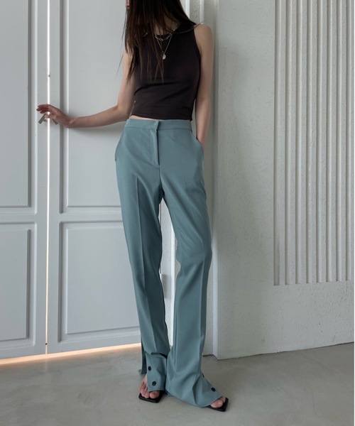 Didot.showroom（ディドット ショールーム）の「サイドボタンフレアスラックス（スラックス・レディース・ブラック/ミント・S/M）」の6枚目の写真