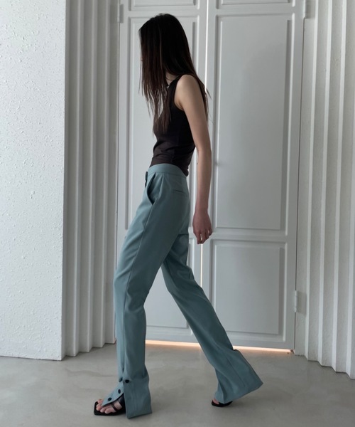 Didot.showroom（ディドット ショールーム）の「サイドボタンフレアスラックス（スラックス・レディース・ブラック/ミント・S/M）」の10枚目の写真