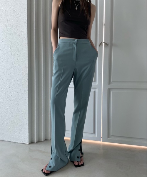 Didot.showroom（ディドット ショールーム）の「サイドボタンフレアスラックス（スラックス・レディース・ブラック/ミント・S/M）」の11枚目の写真