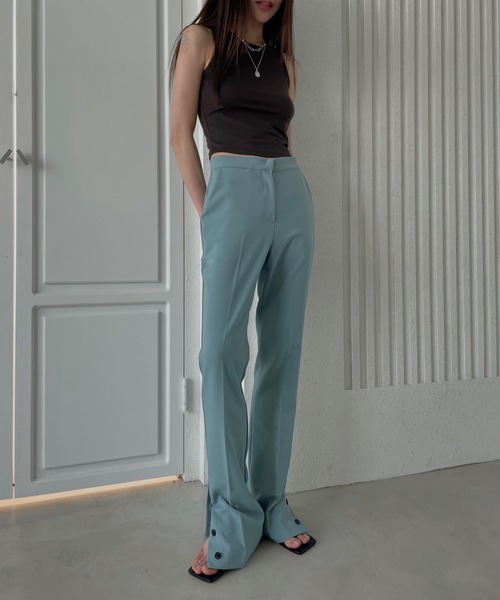 Didot.showroom（ディドット ショールーム）の「サイドボタンフレアスラックス（スラックス・レディース・ブラック/ミント・S/M）」の7枚目の写真