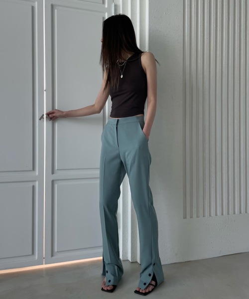 Didot.showroom（ディドット ショールーム）の「サイドボタンフレアスラックス（スラックス・レディース・ブラック/ミント・S/M）」の8枚目の写真