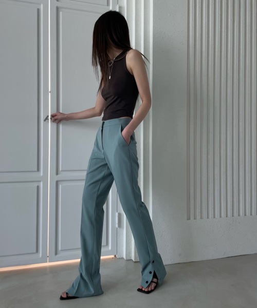 Didot.showroom（ディドット ショールーム）の「サイドボタンフレアスラックス（スラックス・レディース・ブラック/ミント・S/M）」の9枚目の写真