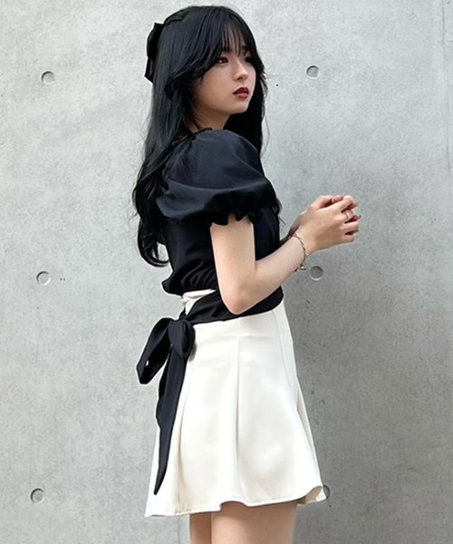 titty＆Co. PETIT by poyo（ティティーアンドコープティバイポヨ）の「【titty&Co.PETIT by POYO】バックリボンパフスリーブブラウス（シャツ/ブラウス・レディース・ブラック/ホワイト・FREE）」の7枚目の写真