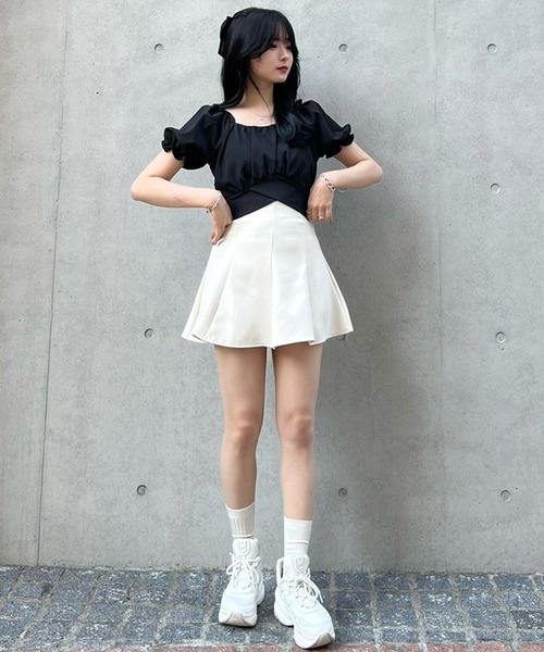 titty＆Co. PETIT by poyo（ティティーアンドコープティバイポヨ）の「【titty&Co.PETIT by POYO】バックリボンパフスリーブブラウス（シャツ/ブラウス・レディース・ブラック/ホワイト・FREE）」の10枚目の写真