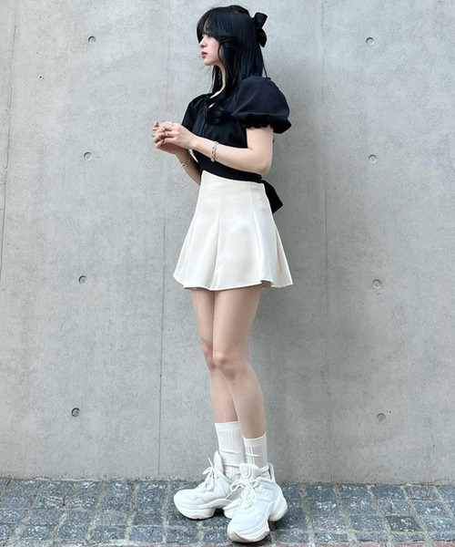 titty＆Co. PETIT by poyo（ティティーアンドコープティバイポヨ）の「【titty&Co.PETIT by POYO】バックリボンパフスリーブブラウス（シャツ/ブラウス・レディース・ブラック/ホワイト・FREE）」の13枚目の写真