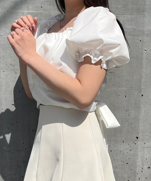 titty＆Co. PETIT by poyo（ティティーアンドコープティバイポヨ）の「【titty&Co.PETIT by POYO】バックリボンパフスリーブブラウス（シャツ/ブラウス・レディース・ブラック/ホワイト・FREE）」の15枚目の写真