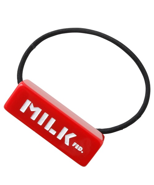MILKFED.（ミルクフェド）の「BAR LOGO HAIR ELASTIC（ヘアゴム・レディース・ブラック/レッド・ONE SIZE）」の2枚目の写真
