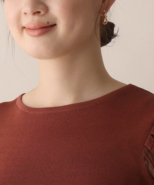 OPAQUE.CLIP（オペークドットクリップ）の「◆シアー編みデザイン半袖ニット（ニット/セーター・レディース・ホワイト系/ブラック/ピンク系/マスタード・38）」の8枚目の写真