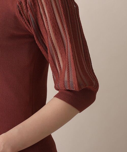 OPAQUE.CLIP（オペークドットクリップ）の「◆シアー編みデザイン半袖ニット（ニット/セーター・レディース・ホワイト系/ブラック/ピンク系/マスタード・38）」の9枚目の写真