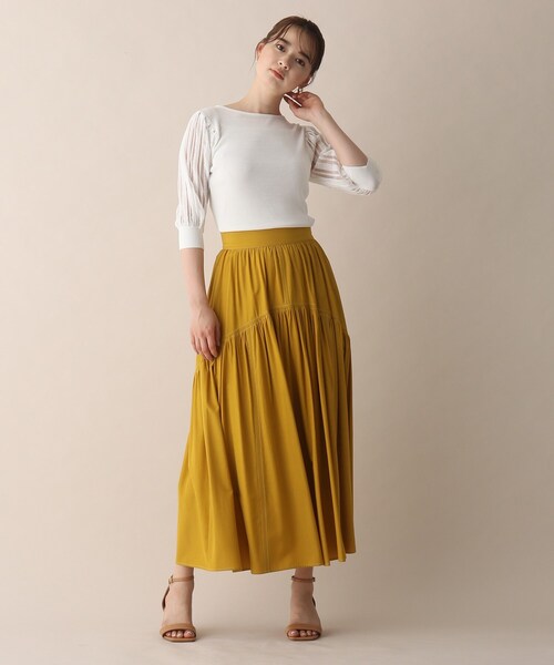 OPAQUE.CLIP（オペークドットクリップ）の「◆シアー編みデザイン半袖ニット（ニット/セーター・レディース・ホワイト系/ブラック/ピンク系/マスタード・38）」の12枚目の写真