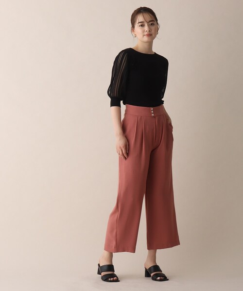 OPAQUE.CLIP（オペークドットクリップ）の「◆シアー編みデザイン半袖ニット（ニット/セーター・レディース・ホワイト系/ブラック/ピンク系/マスタード・38）」の14枚目の写真