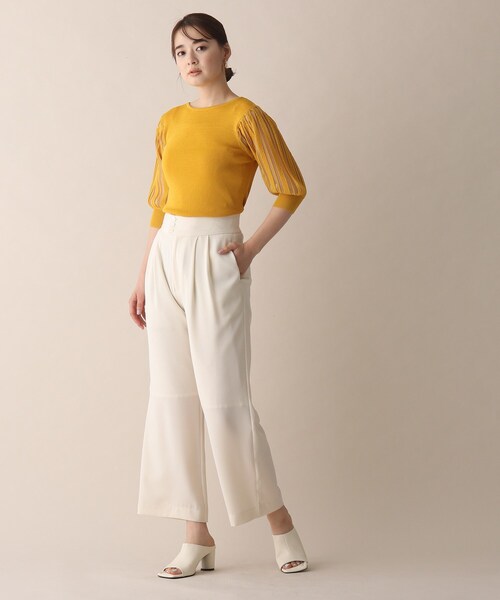 OPAQUE.CLIP（オペークドットクリップ）の「◆シアー編みデザイン半袖ニット（ニット/セーター・レディース・ホワイト系/ブラック/ピンク系/マスタード・38）」の16枚目の写真