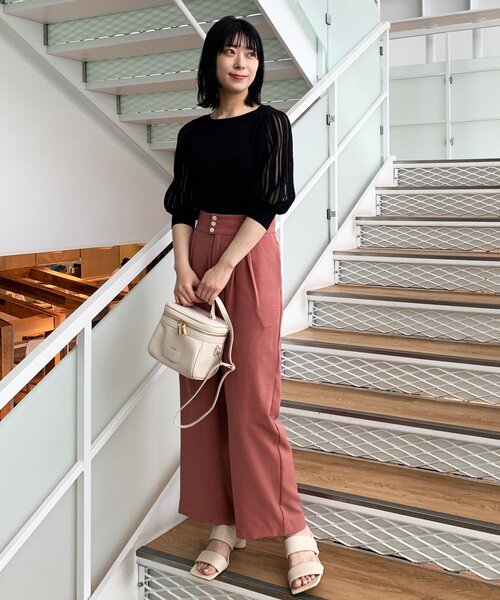 OPAQUE.CLIP（オペークドットクリップ）の「◆シアー編みデザイン半袖ニット（ニット/セーター・レディース・ホワイト系/ブラック/ピンク系/マスタード・38）」の19枚目の写真