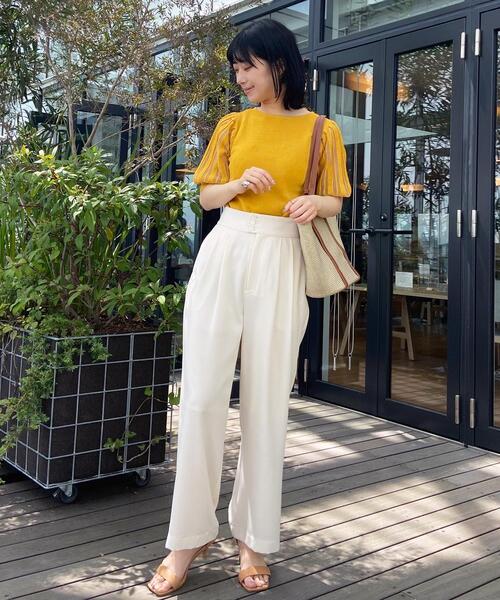 OPAQUE.CLIP（オペークドットクリップ）の「◆シアー編みデザイン半袖ニット（ニット/セーター・レディース・ホワイト系/ブラック/ピンク系/マスタード・38）」の22枚目の写真