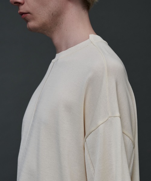 CITY TOKYO（シティトウキョウ）の「オーバーサイズハイゲージニット（ニット/セーター・メンズ・グレー/オフホワイト/ブルー/グリーン・1/2）」の7枚目の写真