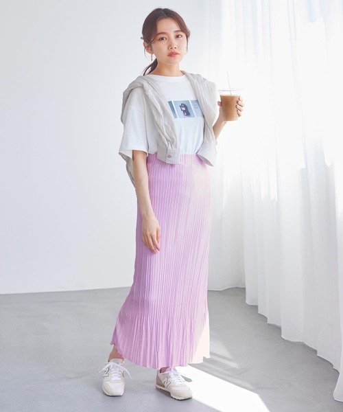 KOBE LETTUCE（コウベレタス）の「ランダムプリーツマーメイドスカート（スカート・レディース・ベージュ/ラベンダー/ブラウン/ブラック・FREE）」の6枚目の写真