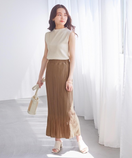 KOBE LETTUCE（コウベレタス）の「ランダムプリーツマーメイドスカート（スカート・レディース・ベージュ/ラベンダー/ブラウン/ブラック・FREE）」の8枚目の写真
