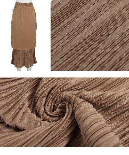 KOBE LETTUCE（コウベレタス）の「ランダムプリーツマーメイドスカート（スカート・レディース・ベージュ/ラベンダー/ブラウン/ブラック・FREE）」の9枚目の写真