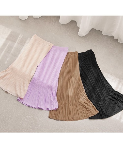 KOBE LETTUCE（コウベレタス）の「ランダムプリーツマーメイドスカート（スカート・レディース・ベージュ/ラベンダー/ブラウン/ブラック・FREE）」の18枚目の写真