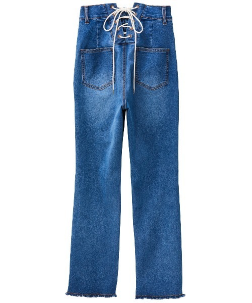 GeeRA（ジーラ）の「バックレースアップデニムパンツ（デニムパンツ・レディース・ライトブルー/ネイビー・MEDIUM/LARGE/X-LARGE）」の4枚目の写真