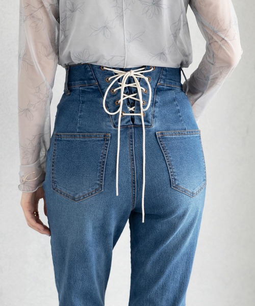 GeeRA（ジーラ）の「バックレースアップデニムパンツ（デニムパンツ・レディース・ライトブルー/ネイビー・MEDIUM/LARGE/X-LARGE）」の9枚目の写真
