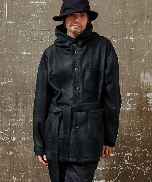 EGO TRIPPING（エゴトリッピング）の「mj8594-EGO×PROPA WOOL HOODIE ROBE　ローブ（カバーオール・メンズ・アイボリー/グリーン・46/48）」の5枚目の写真