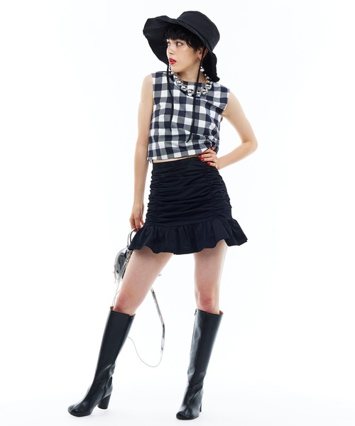 Narcissus（ナルシス）の「【Narcissus】シャーリングフリルスカート（スカート・レディース・ホワイト/ブラック・FREE）」の6枚目の写真