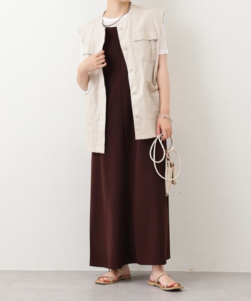 natural couture(ナチュラルクチュール)の「ポケットデザインミリタリーベスト(ベスト・レディース・ベージュ/オフホワイト/カーキ・FREE)」の10枚目の写真