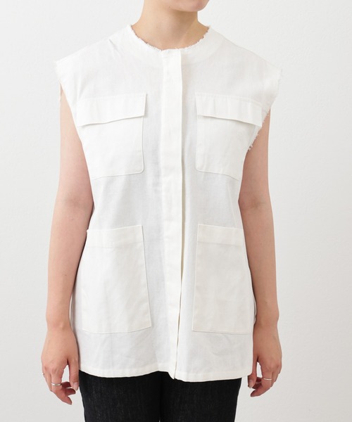 natural couture(ナチュラルクチュール)の「ポケットデザインミリタリーベスト(ベスト・レディース・ベージュ/オフホワイト/カーキ・FREE)」の18枚目の写真