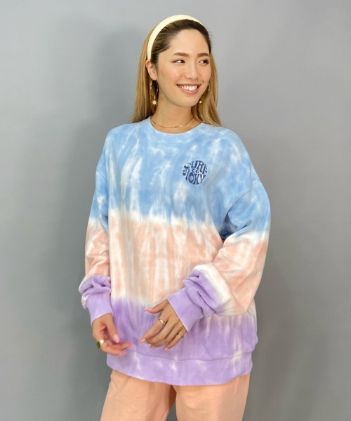 ROXY(ロキシー)の「ROXY/ロキシー ビッグシルエット/オーバーサイズ/無地/タイダイ柄バックプリントスウェット/トレーナー RPO224015(スウェット・レディース・ブラウン/グリーン/マルチ・S/M)」の12枚目の写真