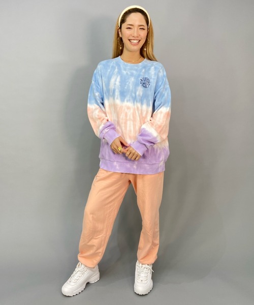 ROXY(ロキシー)の「ROXY/ロキシー ビッグシルエット/オーバーサイズ/無地/タイダイ柄バックプリントスウェット/トレーナー RPO224015(スウェット・レディース・ブラウン/グリーン/マルチ・S/M)」の14枚目の写真