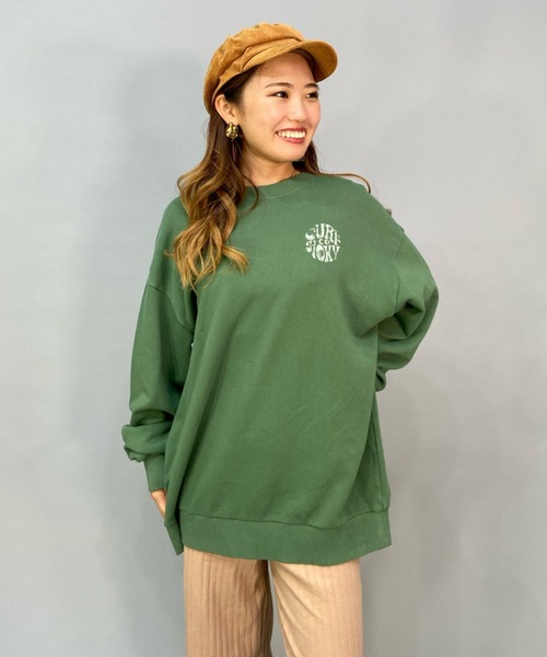 ROXY(ロキシー)の「ROXY/ロキシー ビッグシルエット/オーバーサイズ/無地/タイダイ柄バックプリントスウェット/トレーナー RPO224015(スウェット・レディース・ブラウン/グリーン/マルチ・S/M)」の8枚目の写真