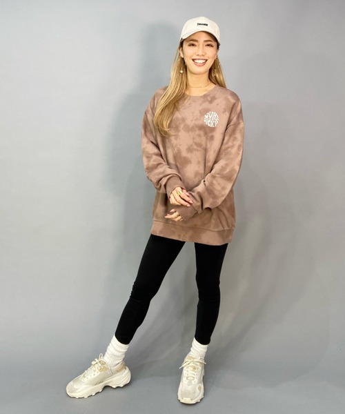 ROXY(ロキシー)の「ROXY/ロキシー ビッグシルエット/オーバーサイズ/無地/タイダイ柄バックプリントスウェット/トレーナー RPO224015(スウェット・レディース・ブラウン/グリーン/マルチ・S/M)」の6枚目の写真