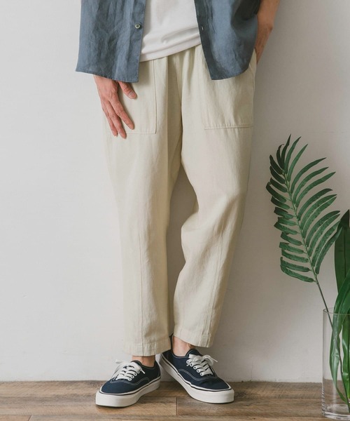 URBAN RESEARCH DOORS（アーバンリサーチドアーズ）の「綿麻テーパードベイカーパンツ（その他パンツ・メンズ・オリーブ/インディゴブルー/ベージュ/アイボリー・MEDIUM/SMALL/LARGE）」の7枚目の写真