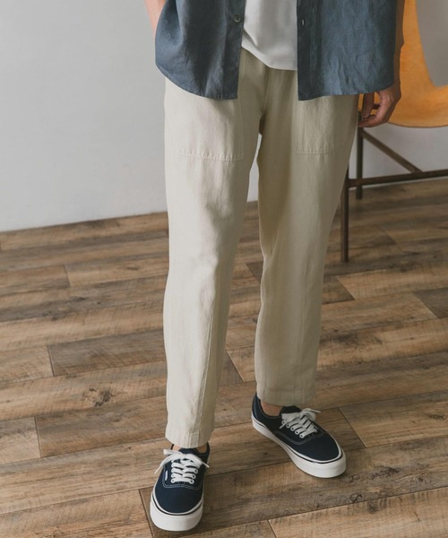 URBAN RESEARCH DOORS（アーバンリサーチドアーズ）の「綿麻テーパードベイカーパンツ（その他パンツ・メンズ・オリーブ/インディゴブルー/ベージュ/アイボリー・MEDIUM/SMALL/LARGE）」の9枚目の写真