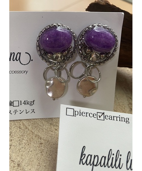 tone（トーン）の「【kapalililuna】Jewel resin pierce(MA)（ピアス（両耳用）・レディース・シルバー・FREE）」の4枚目の写真