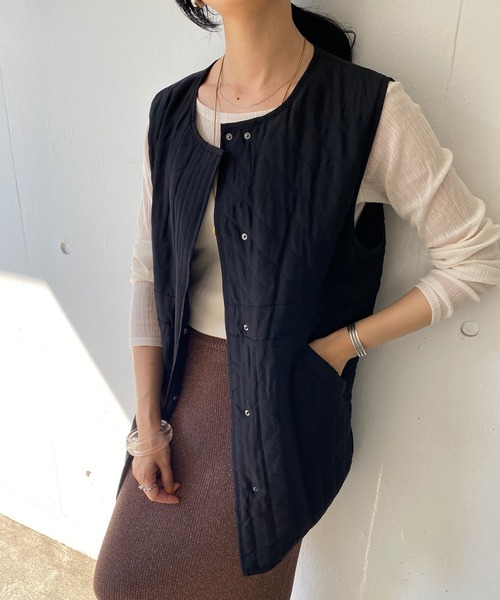 SHENERY（シーナリー）の「キルティングベスト（ベスト・レディース・ブラック/カーキ/アイボリー・FREE）」の2枚目の写真