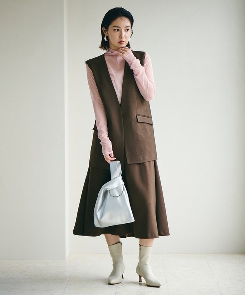 VIS(ビス)の「【Washable・EASY CARE】エコウールタッチフレアスカート【sustainable】(スカート・レディース・ダークブラウン/キナリ/イエロー系その他/ブルー系その他・L/M/S)」の22枚目の写真