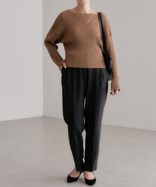 COLLAGE GALLARDAGALANTE（コラージュガリャルダガランテ）の「美しいデコルテ/袖スリットリブドルマンプルオーバー/セットアップ可/手洗い可（ニット/セーター・レディース・ブラウン/ベージュ/ブルー・FREE）」の20枚目の写真