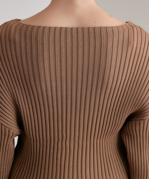 COLLAGE GALLARDAGALANTE（コラージュガリャルダガランテ）の「美しいデコルテ/袖スリットリブドルマンプルオーバー/セットアップ可/手洗い可（ニット/セーター・レディース・ブラウン/ベージュ/ブルー・FREE）」の15枚目の写真