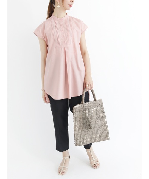 Te chichi(テチチ)の「ピンタックレースチュニックシャツ(チュニック・レディース・オフホワイト/ピンク/ブラック・フリ-)」の4枚目の写真