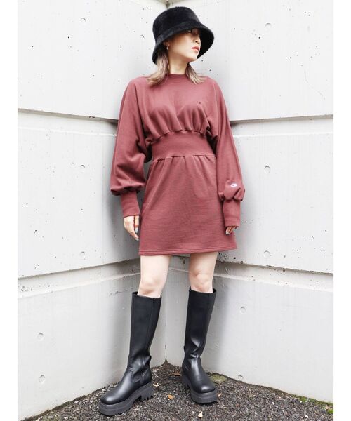 Champion（チャンピオン）の「【MURUA別注】Champion スウェットワンピース（ワンピース・レディース・ブラック/ブラウン/アイボリー/グリーン・FREE）」の15枚目の写真