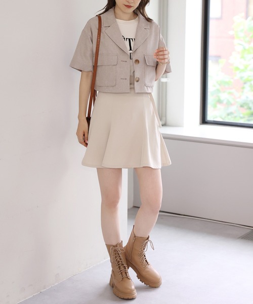 one after another NICE CLAUP（ワンアフターアナザーナイスクラップ）の「アウトポケットショートジャケット（ミリタリージャケット・レディース・グレー/カーキ/アイボリー・FREE）」の21枚目の写真