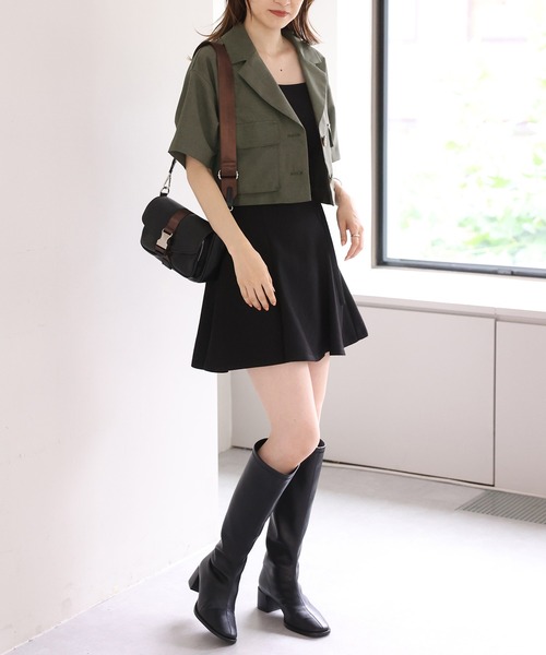 one after another NICE CLAUP（ワンアフターアナザーナイスクラップ）の「アウトポケットショートジャケット（ミリタリージャケット・レディース・グレー/カーキ/アイボリー・FREE）」の16枚目の写真