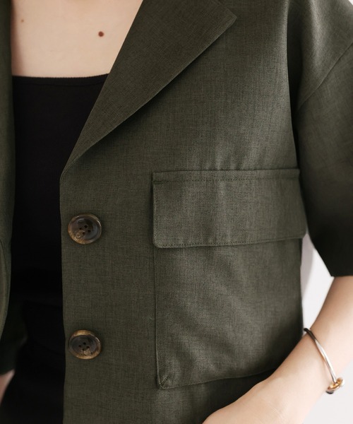 one after another NICE CLAUP（ワンアフターアナザーナイスクラップ）の「アウトポケットショートジャケット（ミリタリージャケット・レディース・グレー/カーキ/アイボリー・FREE）」の20枚目の写真