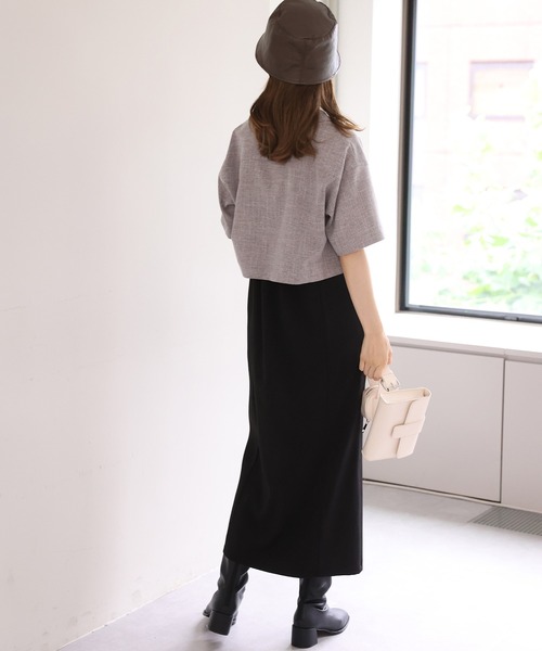 one after another NICE CLAUP（ワンアフターアナザーナイスクラップ）の「アウトポケットショートジャケット（ミリタリージャケット・レディース・グレー/カーキ/アイボリー・FREE）」の8枚目の写真