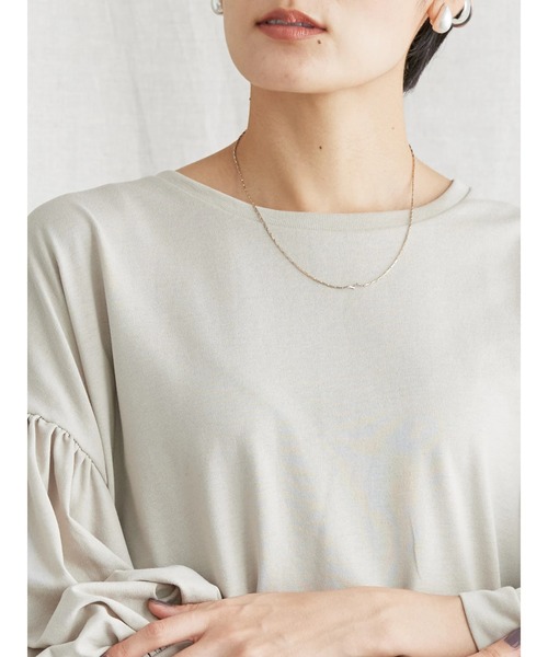 AMERICAN HOLIC（アメリカンホリック）の「5分袖ギャザーカットプルオーバー（Tシャツ/カットソー・レディース・パープル/グレイッシュベージュ/ブラック・M/L）」の12枚目の写真