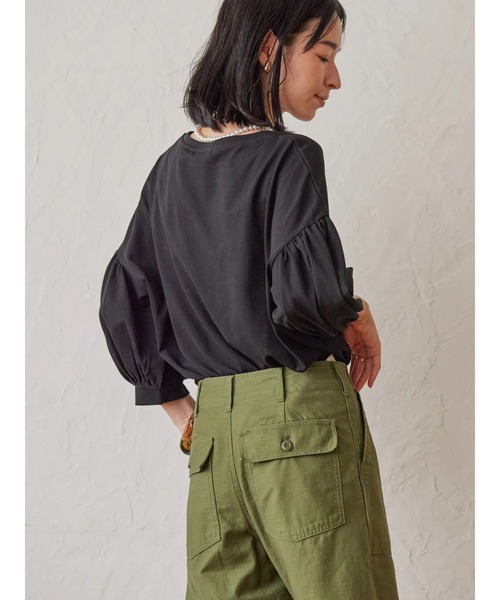 AMERICAN HOLIC（アメリカンホリック）の「5分袖ギャザーカットプルオーバー（Tシャツ/カットソー・レディース・パープル/グレイッシュベージュ/ブラック・M/L）」の22枚目の写真