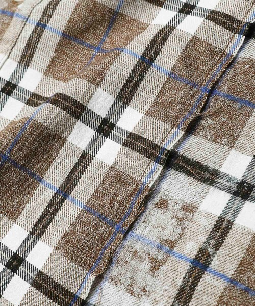LEGENDA（レジェンダ）の「レジェンダ スイッチング ブリーチ チェックシャツ / LEGENDA Switching Bleach Check Shirt（シャツ/ブラウス・メンズ・ネイビー/ブラウン・FREE）」の5枚目の写真