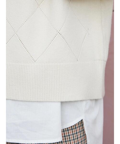 CRAFT STANDARD BOUTIQUE（クラフトスタンダードブティック）の「ダイヤ柄ニットベスト（ベスト・レディース・テラコッタ/アイボリー/ブラック・FREE）」の8枚目の写真